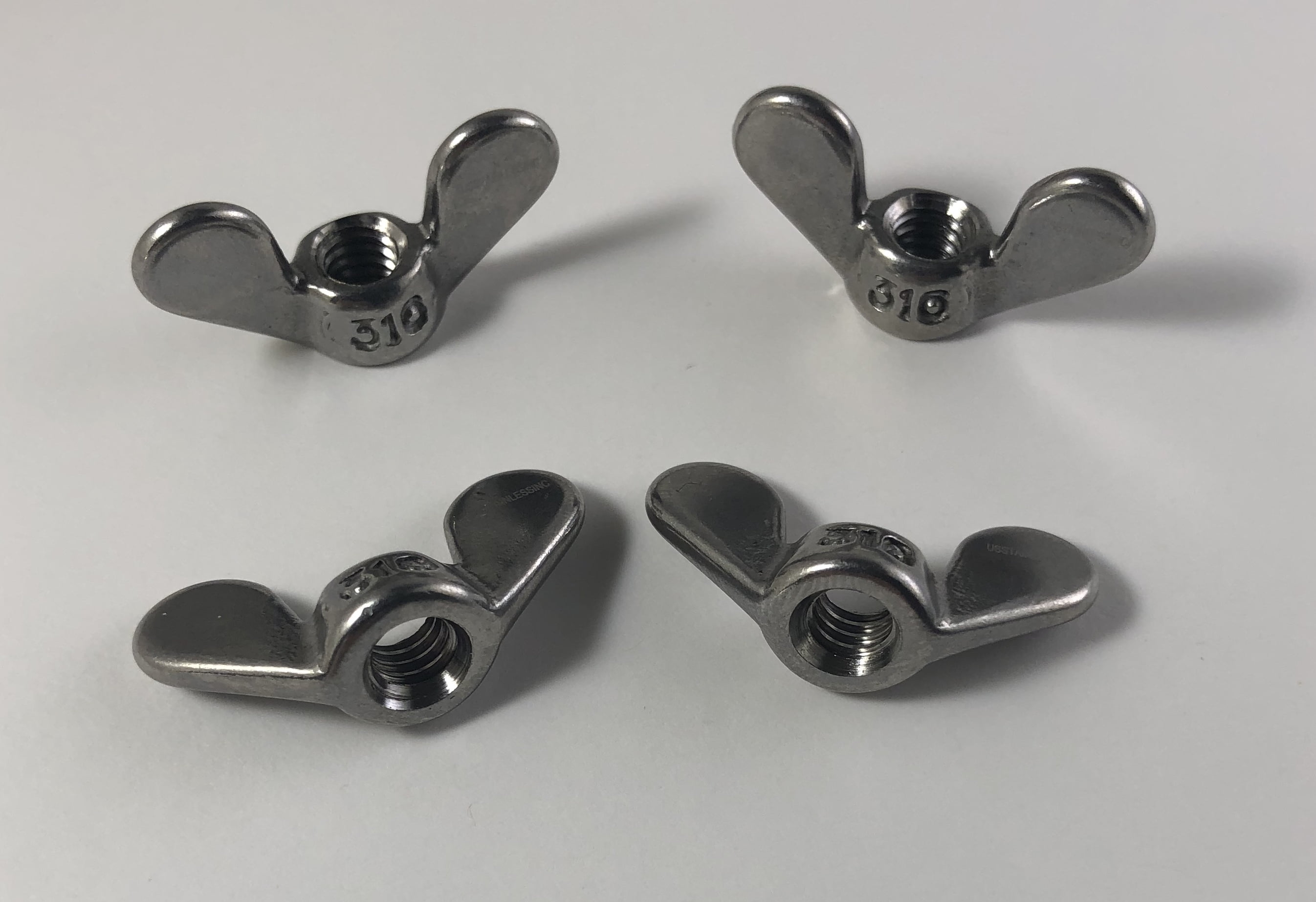 4 Pieces Stainless Steel 316 DIN315 3/8" Wing Nut