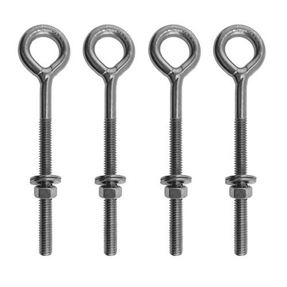 4 Pieces Stainless Steel 316 Eye Bolt 5/16" UNC 5/16" x 4" Marine Grade