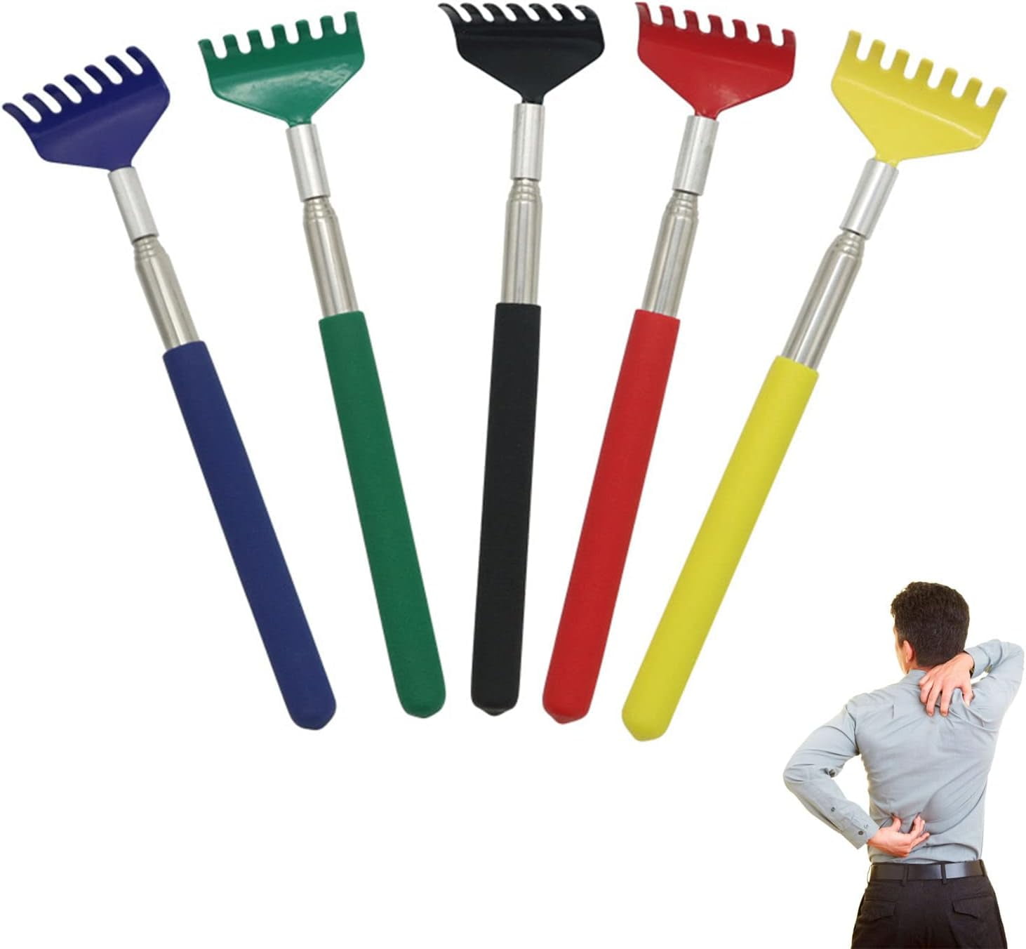 4 Pieces Stainless Steel Back Scratcher Back Massager with Telescopic ...