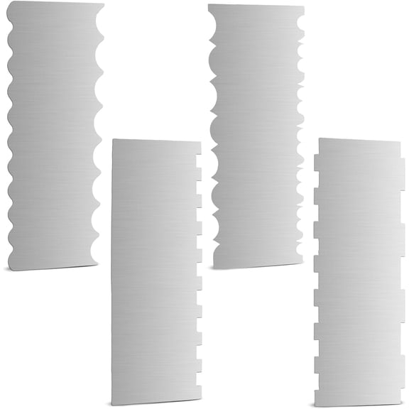 4 Pieces Stainless Steel Cake Scraper 10 Inch and Sided Patterned Edge Stripe Edge Smoother Scraper Cake Decorating Comb Cake Pastry Cutter for Mousse Butter Cream Cake Decoration