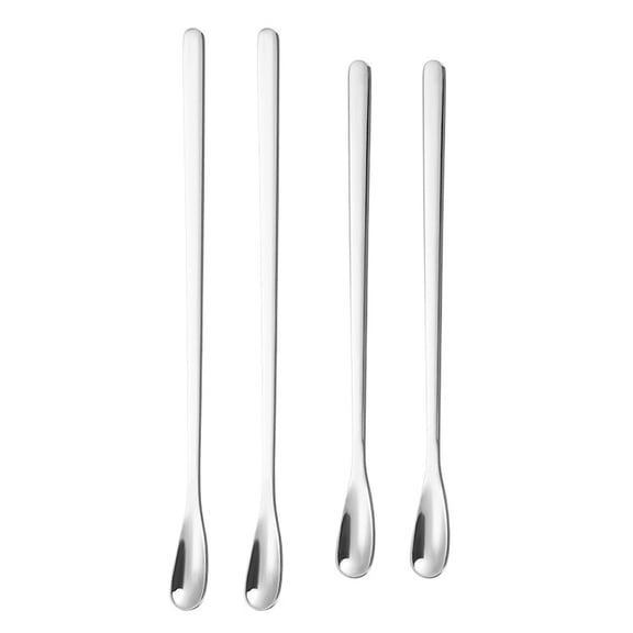 4 Pieces Stainless Steel Coffee Stir Sticks Drink Stir Spoons Cocktail Tea Stirring Spoons for Home, Kitchen, Office - silvery