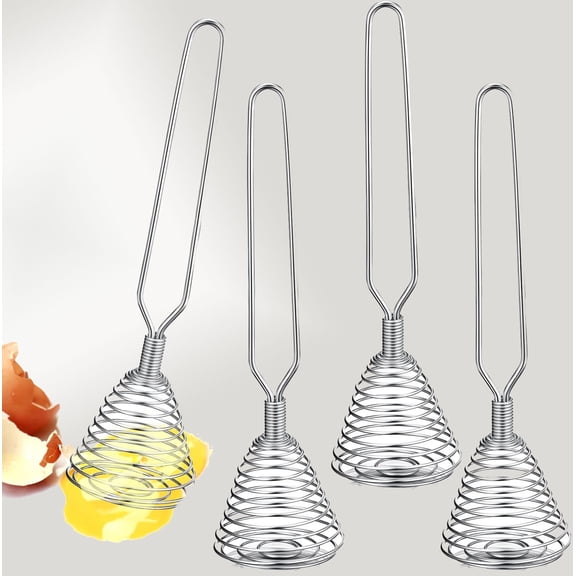 4 Pieces Stainless Steel French Style Spring Whisk, 8.46 Inches x 1.97 Inches, Silver