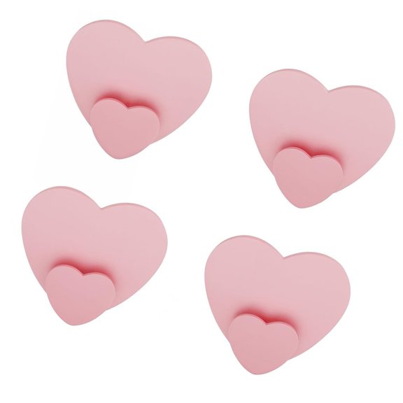 4 Pieces Stick On Heart Hooks Hangers for Room Wall Towel Storage Organization