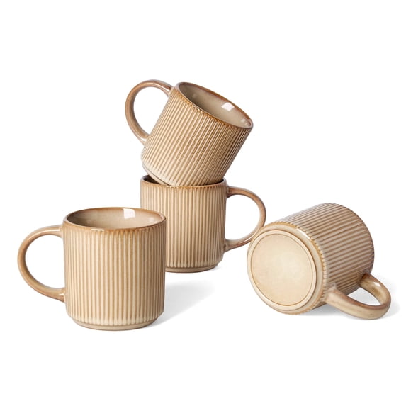 Famiware Stoneware Mug Set of 4, 12 oz, Cream
