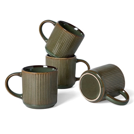 Famiware 4 Pieces Stoneware Mug Set (12oz), Moss