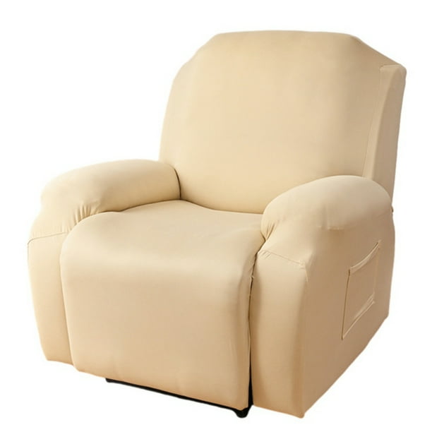 4 Pieces Stretch Velvet Recliner Covers Thicker Soft Plush Recliner Chair Slipcover with Side Pockets Luxury Dog Cat Pets Proof Reclining Protector Recliner Beige Walmart Business Supplies