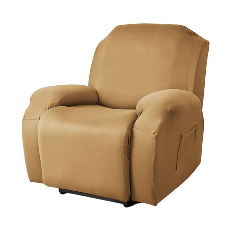 4 Pieces Stretch Velvet Recliner Covers Thicker Soft Plush Recliner Chair Slipcover with Side Pockets Luxury Dog Cat Pets Proof Reclining Protector Recliner Camel Walmart