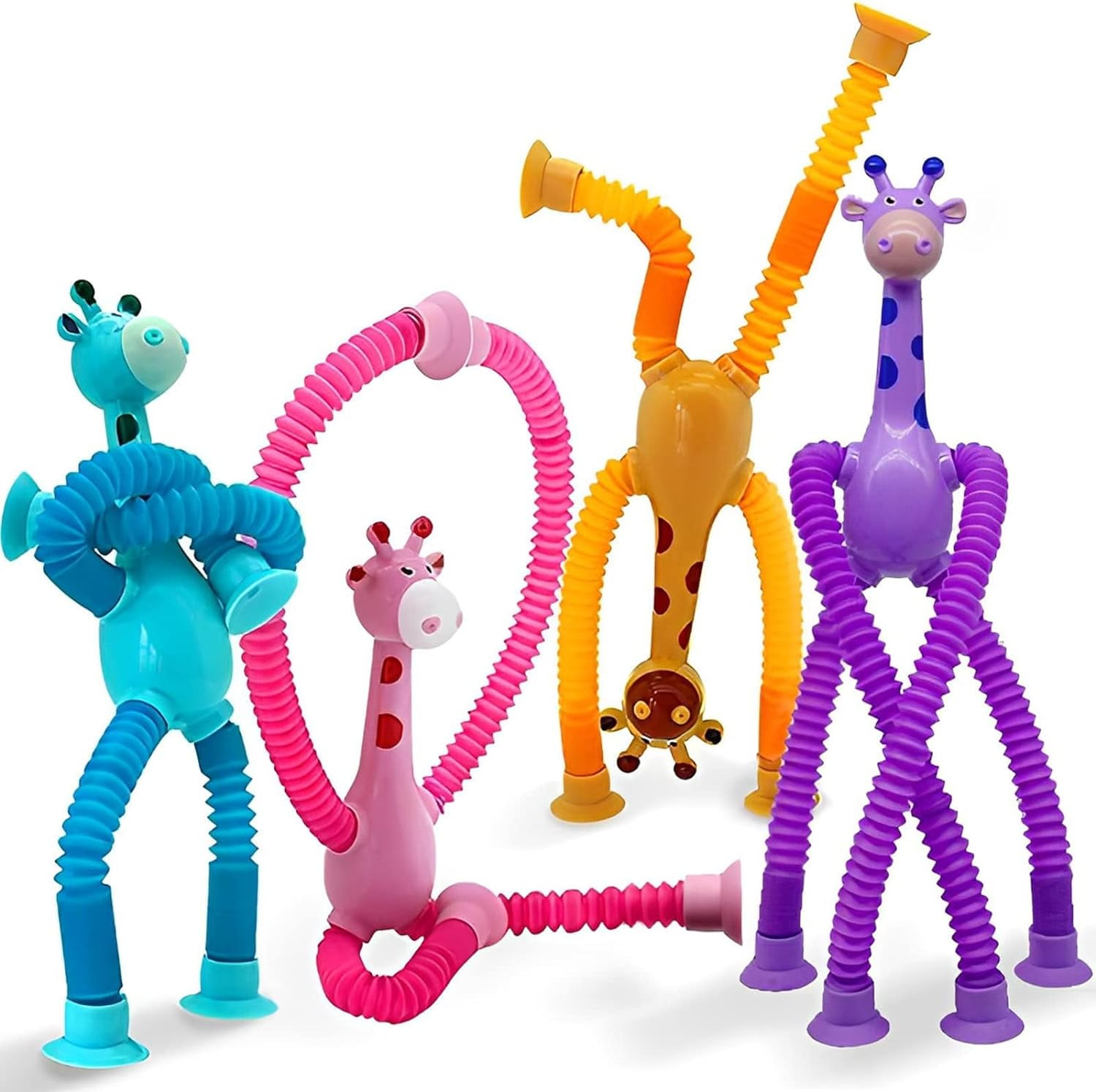 4 Pieces Telescopic Suction Cup Giraffe Toy, Giraffe Telescopic Tube