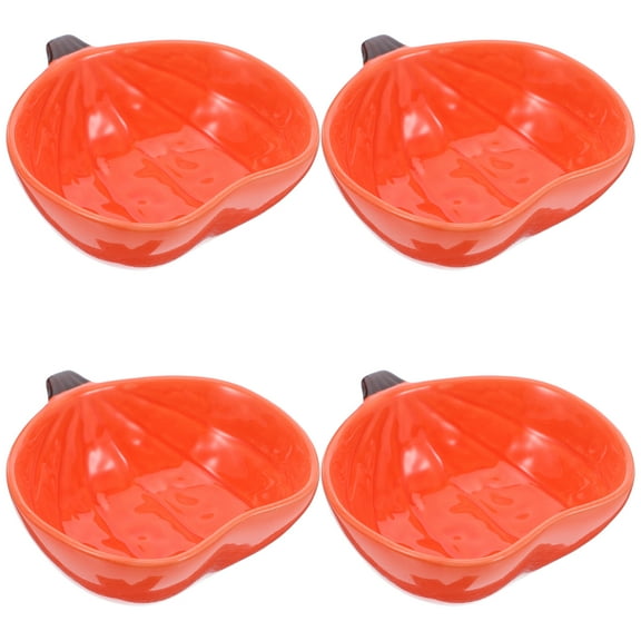 4 Pieces Thanksgiving Ceramic Pumpkin Bowl Small Pumpkin Shaped Bowls Orange Dinnerware Decoration