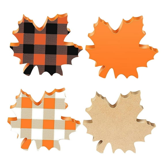 4 Pieces Thanksgiving Maple Leaf Signs Fall Maple Leaf Decor Table Centerpiece Gift Wooden Sign for Fall Office Desk Festival C