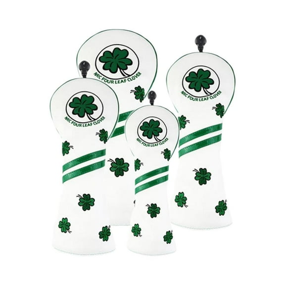 4 Pieces Thick Synthetic Leather Golf Covers Set Headcover Fit All Brands, Waterproof Golf Hybrid Driver Headcover - White 4Pcs White