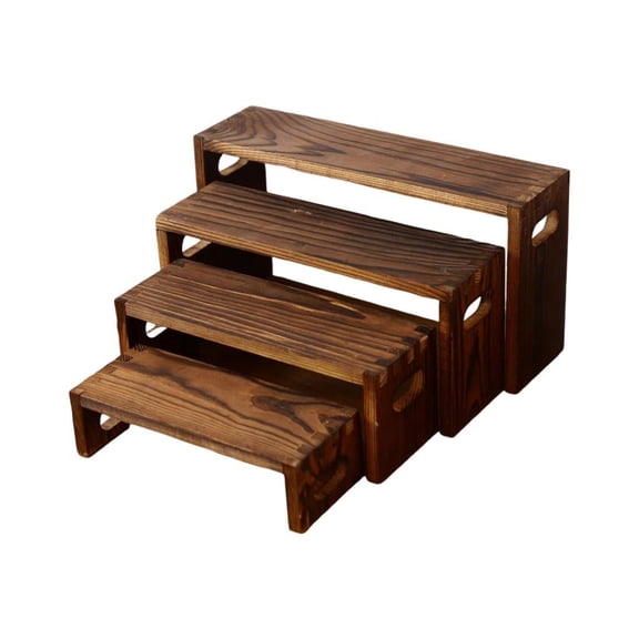 4 Pieces Tiered Display Stand Wooden Riser Organizer Multi Size Home Party Men Women Table Decorations