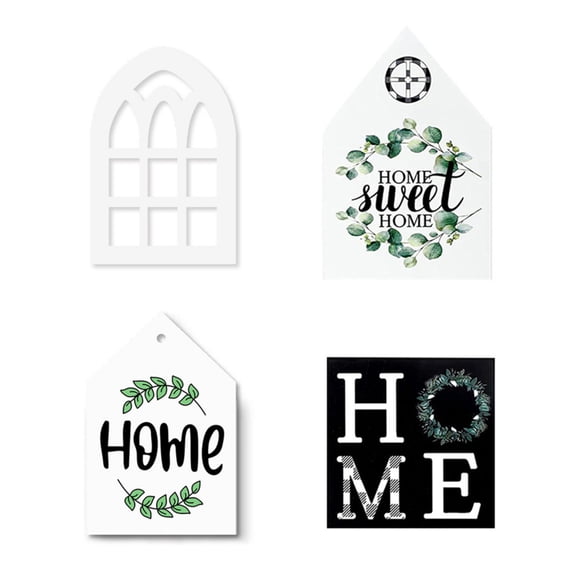4 Pieces Tiered Tray Decor Home Tier Tray Decor Farmhouse Mini Wood Decor Decorative Trays Signs Rustic for Home Table Kitchen Office