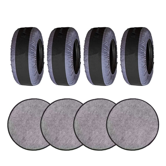 4 Pieces Tire Shielding With Felt Padding General Elastic Tire Covers for 22-31 Inch Car SUV Tires