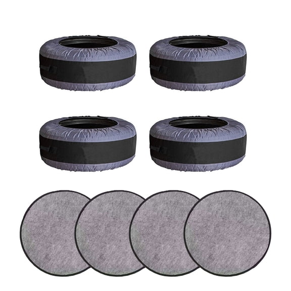4 Pieces Tire Shielding With Felt Padding General Elastic Tire Covers for 22-31 Inch Car SUV Tires
