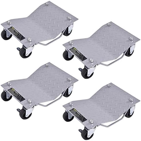 4 Pieces Tire Wheel Car Dollies, Wheel Dollies Set of 4 Dolly Vehicle Car Casters, 6000lbs Capacity Heavy Duty Tire Skates Dolly (Gray)$$Tools