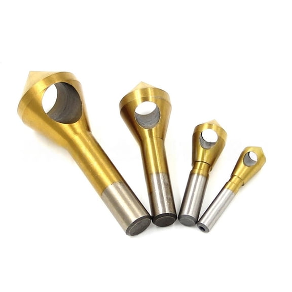 4 Pieces Titanium Coated Countersink Drill Set for Use with Table Drills and Drivers on For Wood and Metal