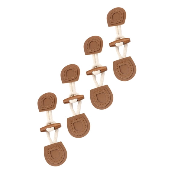 4 Pieces Toggle Closure Buttons, Sewing Knitting Buttons DIY Button Fasteners for Duffle Coat Windbreaker Sweater Clothes Jacket , Brown