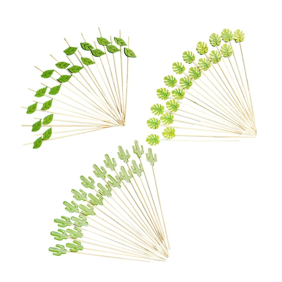 HOOWIFFY Wooden Cake Decor Toppers Green Small Stick Cocktail Drink Picks 240Pcs