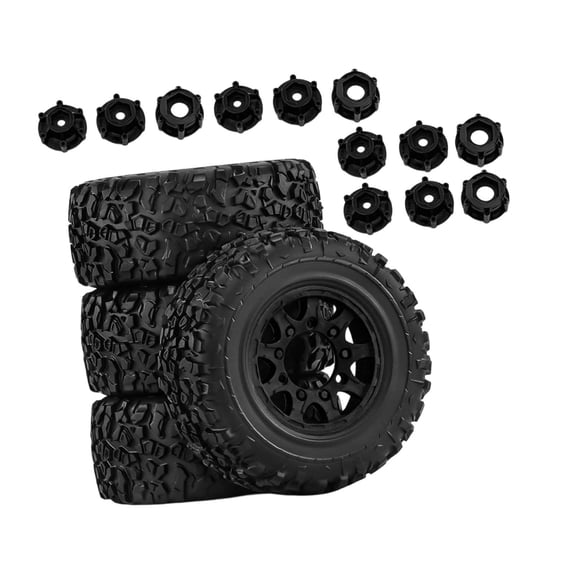 4 Pieces Toy Truck Wheels Tires RC Car Part Durable Plastic Easy to Install for 1/10 Scale Trucks