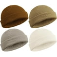 thumbnail image 1 of 4 Pieces Trawler Beanie Watch Hat Roll up Edge Skullcap Fisherman Beanie Unisex, 1 of 6