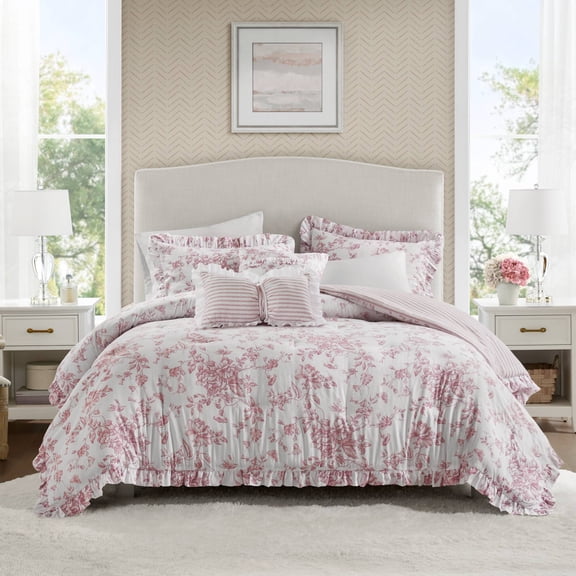 4 Pieces Twin/Twin XL Comforter Set with Decorative Pillows,Pink
