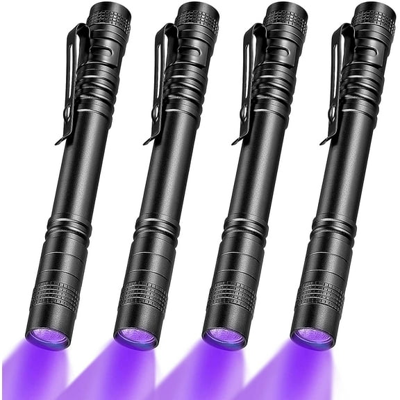 4 Pieces UV Black Light Flashlight Small Blacklight Flashlights Pen Lights for Leak, Pet Urine, Hotel Inspection, Dry Stain and Dye Detector, 5.2 Inches Long