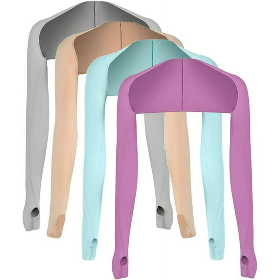 4 Pieces UV Sun Protective Cooling Shawl Arm Sleeve with Thumb Hole for Women Men Cycling Sports Sleeves