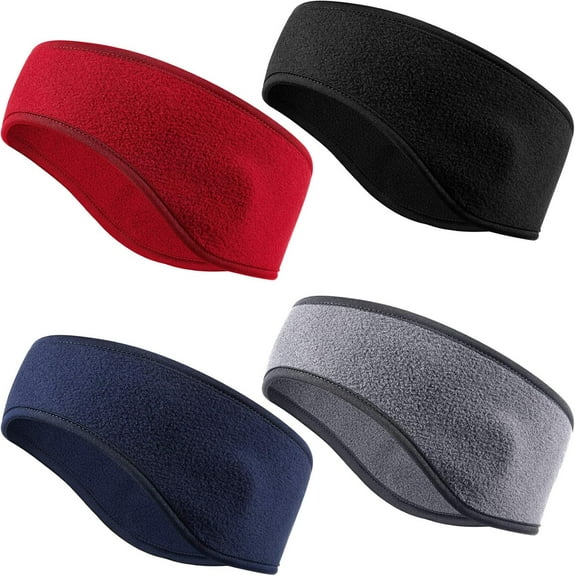 4 Pieces Unisex Fleece Headband Winter Ear Warmer Ear Muff Headbands for Outside Sporting Running