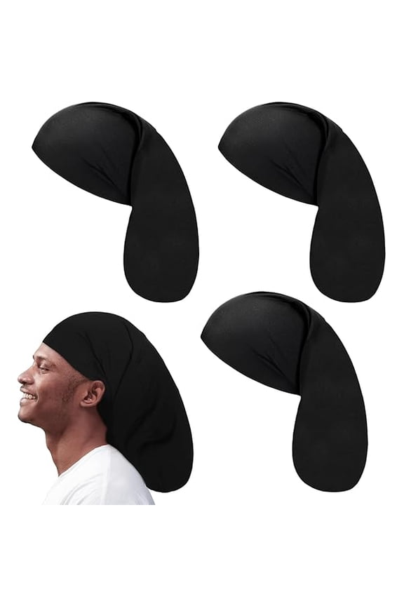 4 Pieces Unisex Jumbo Dreadlock Cap,Black Long Hair Bonnet Dreads Caps for Men Women,Loc Head Wraps Cap Hair Sleeve Full Cover Accessories,for Sleeping,Shower,Dreadlock,Long Hair,19 x 10 Inch