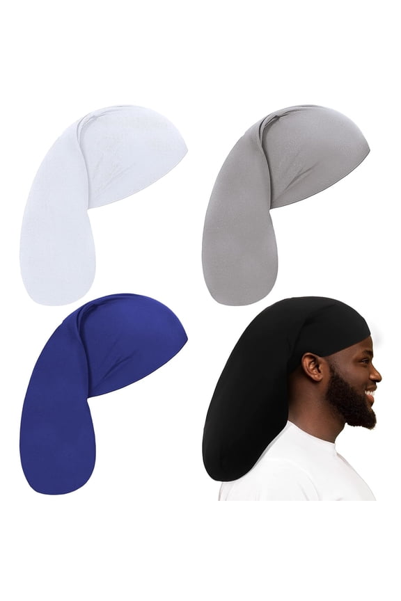 4 Pieces Unisex Jumbo Dreadlock Cap Long Hair Dreads Head Wrap Sleeping Cap Hair Accessories Sleep Bonnet for Men Women