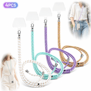 4 Pieces Universal Cell Phone Lanyards by Emlimny with Adjustable Detachable Nylon Neck Crossbody Lanyard and 4 Pieces Transparent Pads for Most Smartphones - 4 Colors