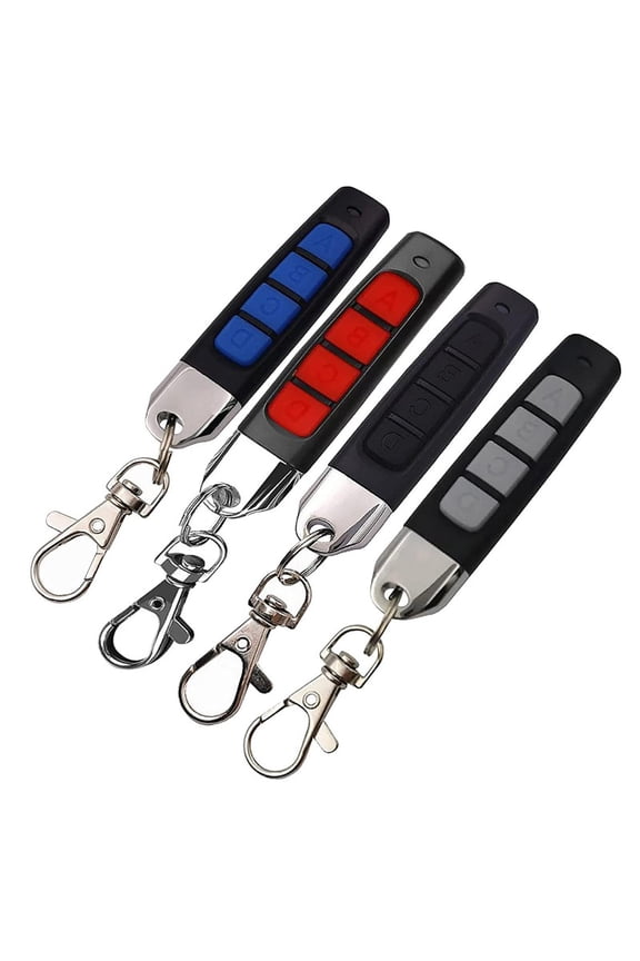 4 Pieces Universal Remote Control Duplicator 433MHZ, Auto Pair Copy Remote Control Key Fob Equipped With 4 Channels, Security Gate Garage Door Controller With Keychain