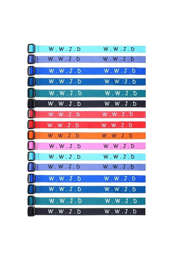 4 Pieces WWJD Bracelets What Would Jesus Do Wristbands Webbing Jesus Bracelets Random Colors (BONUS 1 FUN CHOPS & 1 ZIPPER BRACELET)