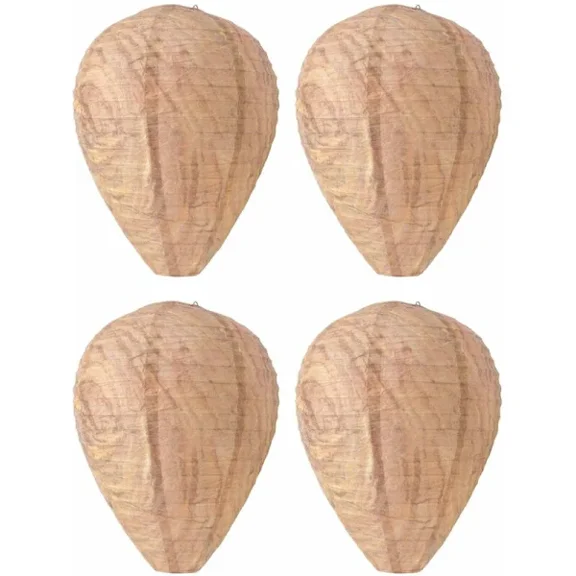 4 Pieces Wasp Nests, Hanging Decoy Bird Fake Wasp Nest Paper Safe Decoy Bird Fake Trap Effective Eco-Friendly Paper Wasp Nest for Garden