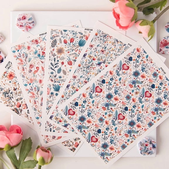 4 Pieces Watercolor Floral Transfer Paper for Polymer Clay Jewelry Making - Non-Toxic Water-Soluble Decals for Handmade Earrings, Pendants, and Craft Projects