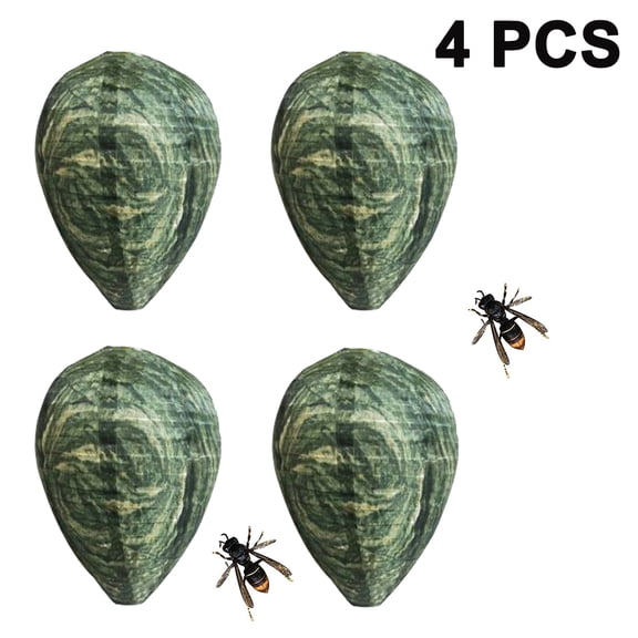 4 Pieces Waterproof Wasp Nest Decoys Hanging Hornet Deterrents Cloth Wasp Nest Non-Toxic Bee Decoy Deterrent for Home and Garden Outdoors