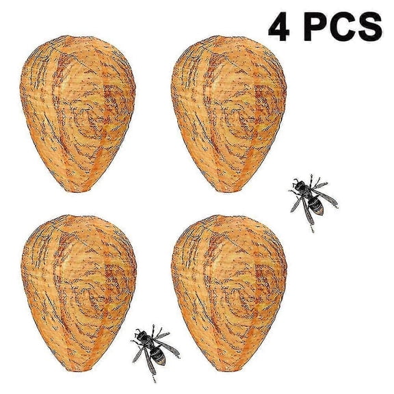 4 Pieces Waterproof Wasp Nest Decoys Hanging Hornet Deterrents Fake Cloth Wasp Nest Non-toxic Bee Decoy Deterrent For Home And Garden OutdoorsYellow