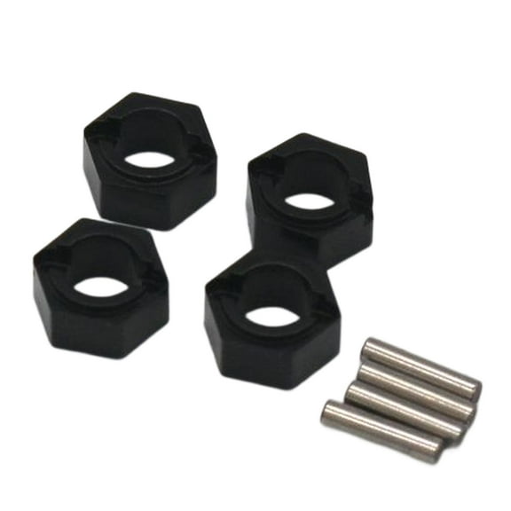 4 Pieces Wheel Adapter Hubs Combiner RC Model Accessory Wheels Hubs Coupler Adapter RC Hub for FMS1/24 Fcx24 , Black