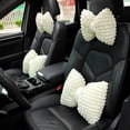 thumbnail image 1 of 4 Pieces White Bow Shaped Car Headrest Pillow and Lumbar Support Pillow for Car Driving Seat Decor, 1 of 8