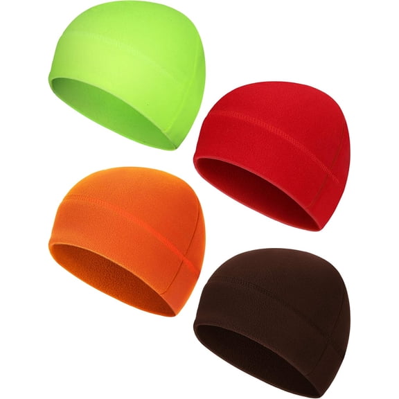 4 Pieces Winter Cotton Skull Caps for Men Women Fleece Beanies Hat Warm Soft Polar Beanie Hat Thick Windproof