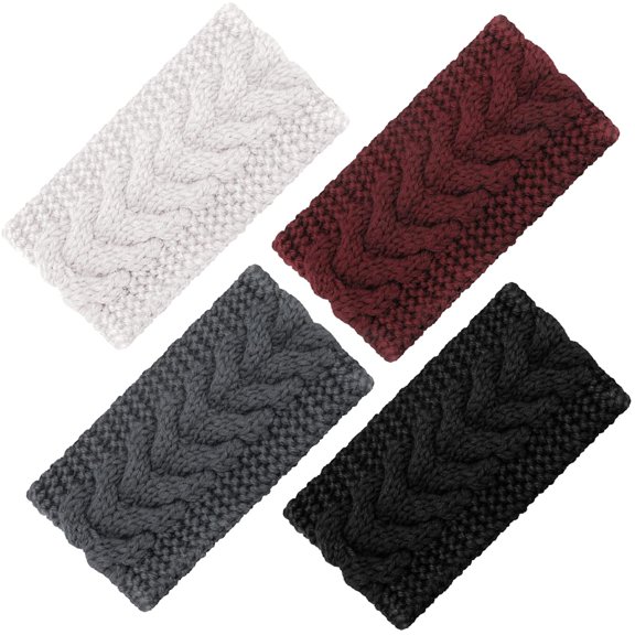 4 Pieces Winter Ear Warmers Headbands Women Warm Knitted Headband Braided Crochet Head Wraps
