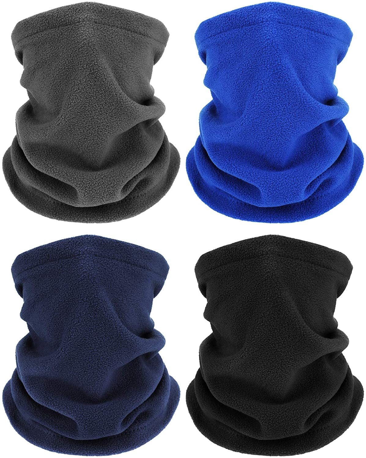 4 Pieces Winter Neck Warmers Gaiter Windproof Face Covering (Black