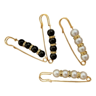 4 Pieces Women Pearl Brooch DIY Crafts Waistband Decor Adjust Clip Clasps Tightening Waist Pins for Shirt Shawl Dress D