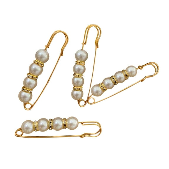 4 Pieces Women Pearl Brooch DIY Crafts Waistband Decor Adjust Clip Clasps Tightening Waist Pins for Shirt Shawl Dress P