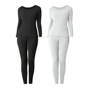 BARGAIN HONCHO 4-Pieces Women's Cozy Waffle Knit Thermal Set, Soft Cotton Blend, Perfect for Layering or Lounging