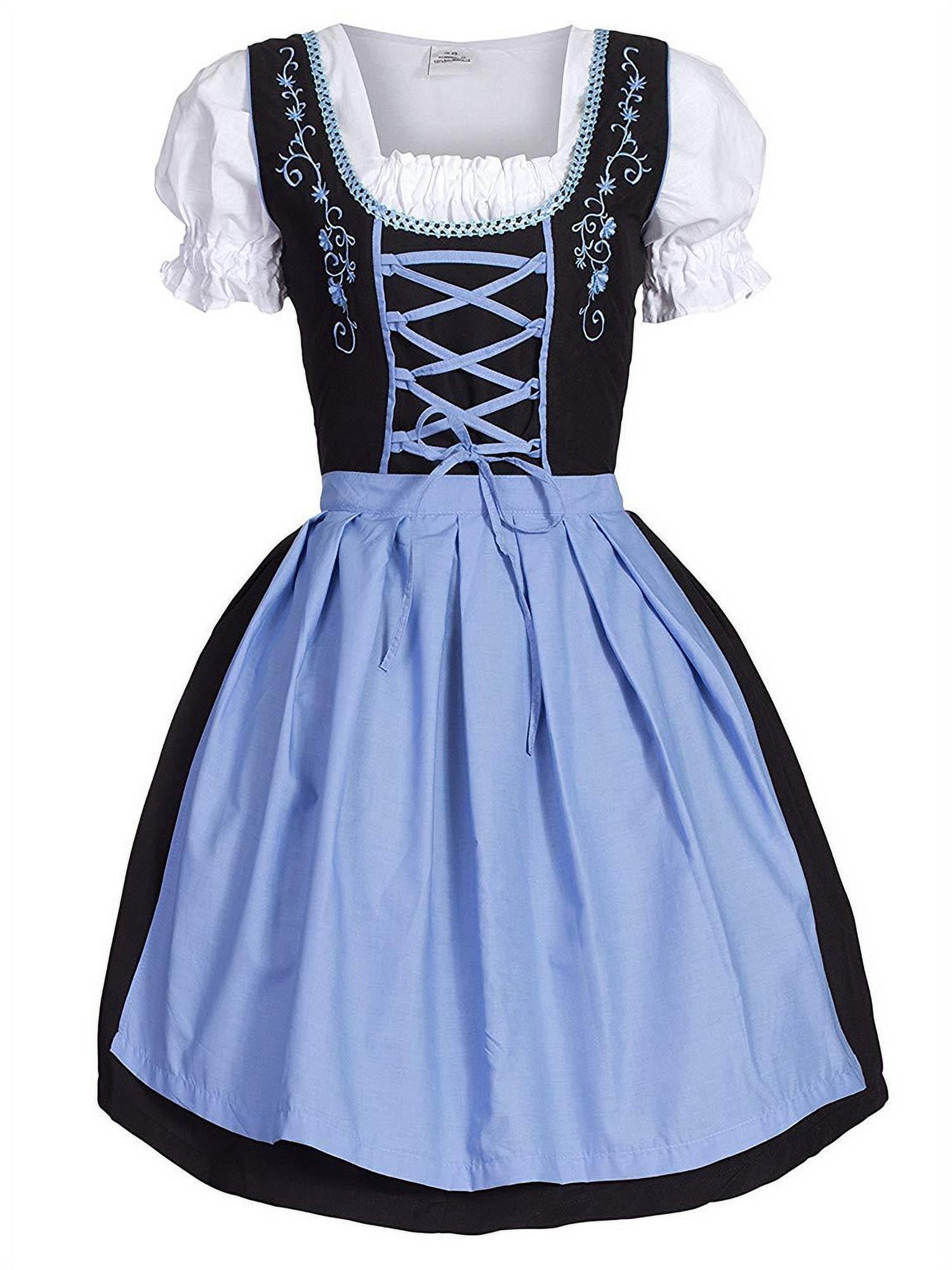 4 Pieces Women's German Dirndl Dress Costumes for Bavarian Oktoberfest ...