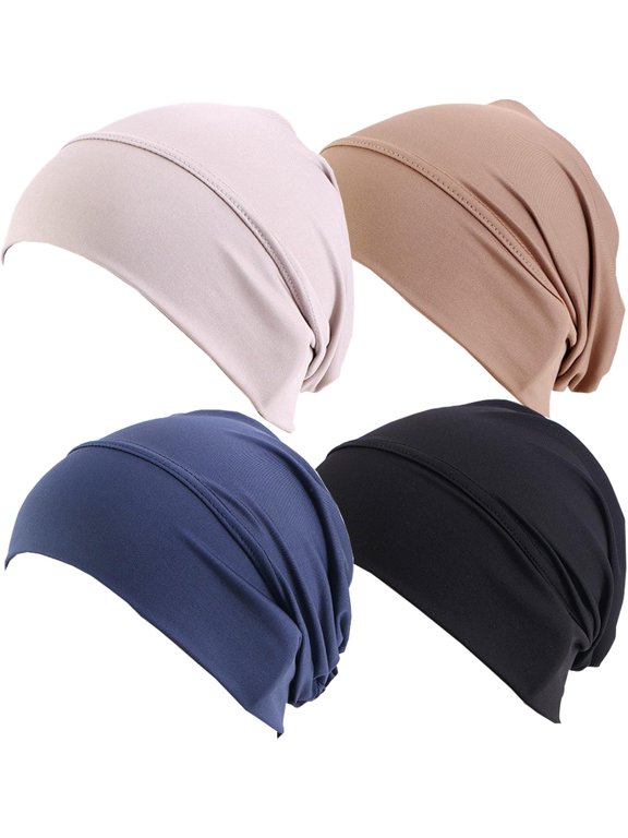 4 Pieces Womens Muslim Sleep Chemo Hat Beanie Turban Hat Beanie Hijab Caps Head Wrap