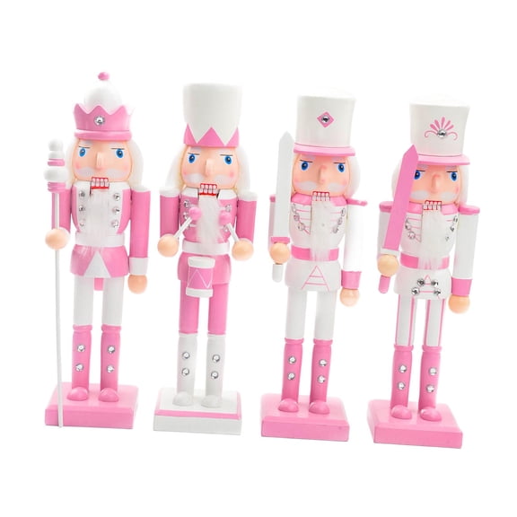 4 Pieces Wood Nutcracker Ornaments Xmas Desktop Decoration Classic Style Scene Layout Accessories Unique Gifts Painted Nutcracker Figurines Style B