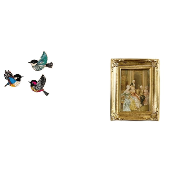 4 Pieces Wooden Bird Wall Art Photo Frame Resin Card Holder Decorative Sign for Farmhouse Office Tabletop Wall